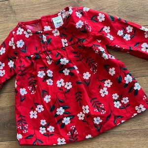 kids red floral print blouse